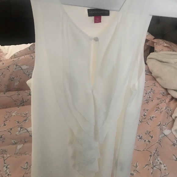 NEW WOUT TAG VINCE CAMUTO SHEER RUFFLE BLOUSE XS - Picture 4 of 5